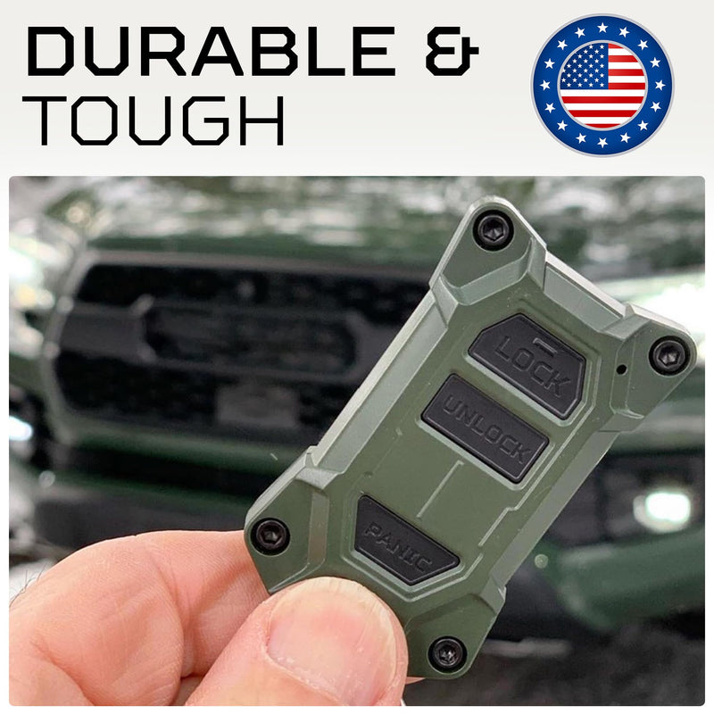 AJT DESIGN V2 Key Fob Case Replacement for Tacoma (2016–2023), Tundra (2020–2021), and 4Runner (2020–2021) with Push Button Start Only – Rugged PC-ABS Key Fob Shell – Made in The USA | Army Green