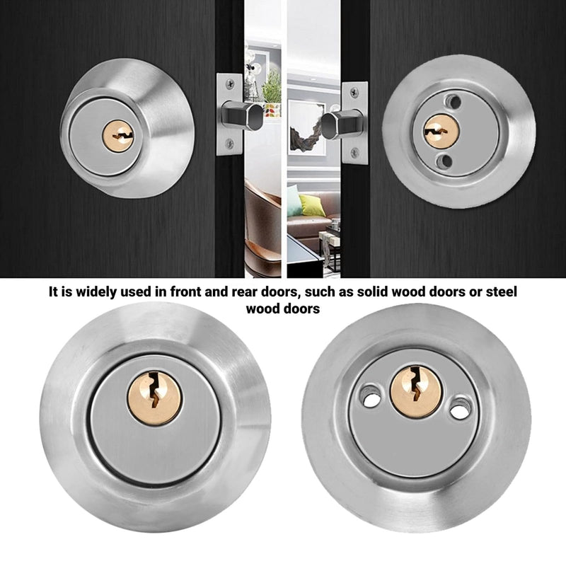 Double Cylinder Lockset, Double Cylinder Lock, Keyed Deadbolt on Both Sides with Adjustable Two Way for Enhanced Front Door Security (Stainless Steel)