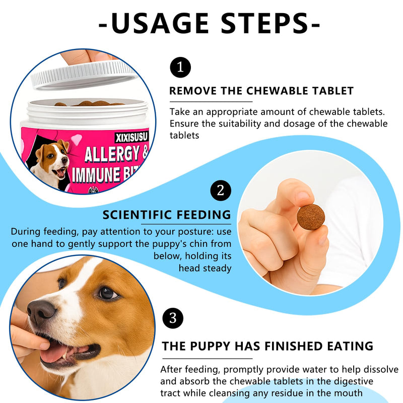 XIXSUSU Allergy Relief Chews for Dogs 12 oz | Itch & Hot Spot Relief for Skin & Coat Health | Grain Free Soft Chews for Dog Allergies | Gut Health for Dog Allergies & Sensitive Stomach