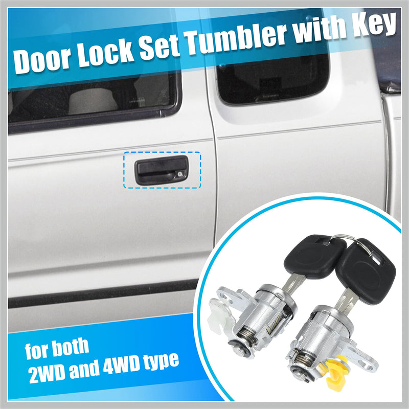 1 Pair Door Lock Cylinder Set Kit with 2 Keys for Toyota Tacoma 1995-2004 DL-107 DL108R Front Side Door Lock Set Tumbler with Key 6905135070 6905235070 LH RH Replacement Car Parts