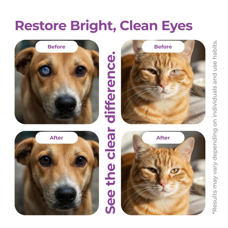Dog and Cat Eye Wash Cleaner Eye Drops for Dogs and Cats to Flush and Soothe Eye Irritations, Dog Tear Stain Cleaner, Safe for All Animals. 3.38 Ounces