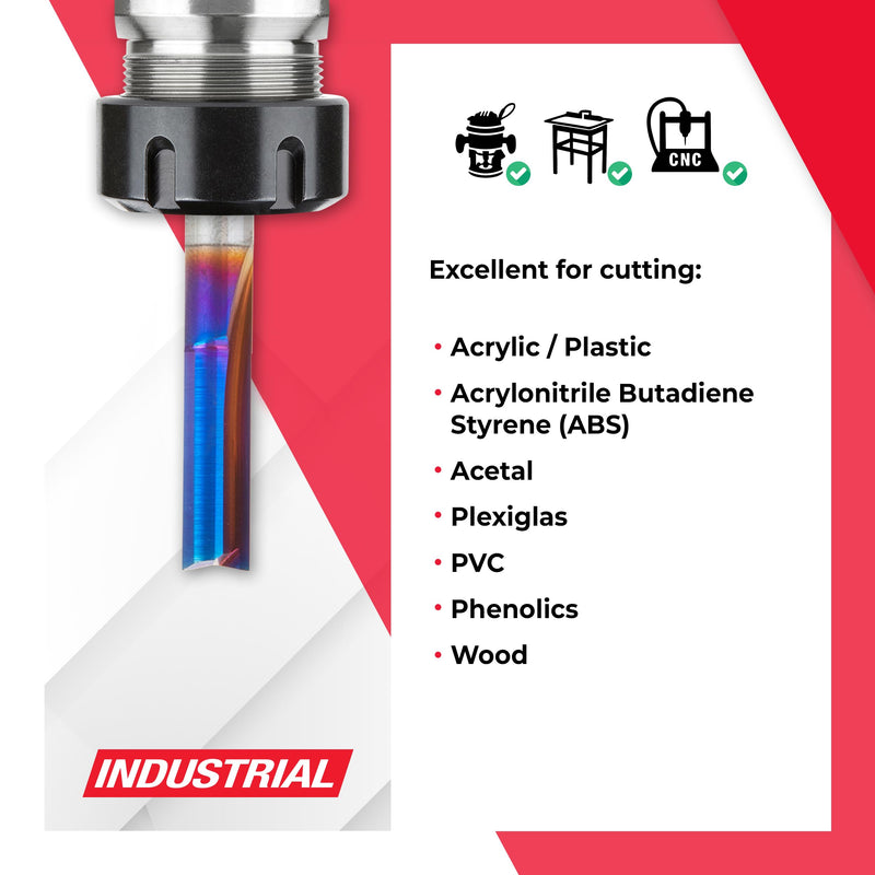 Amana Tool 43607-K Spektra Extreme Tool Life Coated Solid Carbide V-Flute Plastic Cutting Router Bit 1/4 D x 3/4 CH x 1/4 Shank x 2 Inch Long 1/4 D x 3/4 CH x 1/4 SHK x 2 Inch
