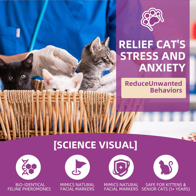Cat Calming Pheromone Spray Kit Feline Calm Pheromones Vet Recommended Drug-Free Anxiety Relief for Multi-Cat Homes,Stops Scratching & Urine Marking,60-Day (120ML) 120ML