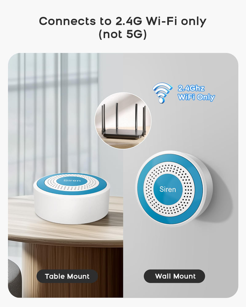 WiFi Door Alarm System, Wireless Alarm System 5 Piece Kit with Phone APP Alert Alarm Siren Door Window Sensor Motion Sensor Compatible with Alexa No Contract Ideal for Home CL519-A