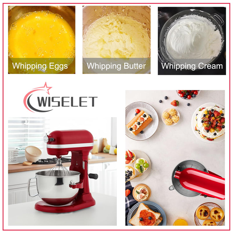 KN256 Stainless Steel Wire Whip for Bowl-Lift Mixer 6 Quart Bowl, 6 Wire Whisk Fits for Professional 600, KP26M1X,KD2661X,KP2671X,Pro 6500,Heavy Duty, Dishwasher Safe, Balloon Whisk KV25 KP25 KP26 KL26 KT26 KSM55/60 KSM6521