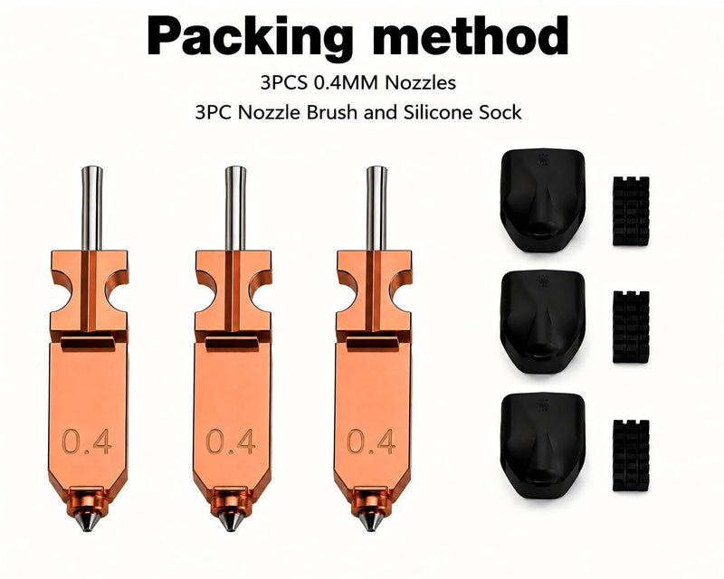 Upgraded AD5X Nozzle Set 0.4mm All Metal Hotend Extruder Printhead with Integrated Heater Block, 3PCS with 3Cleaning Brushes & Silicone Socks 0.4mm x 3