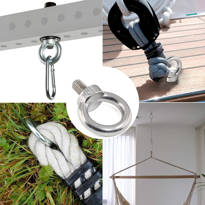 6Pcs M10 Lifting Eye Bolts, 304 Stainless Steel Male Thread Machinery Shoulder Ring Eye Bolt Heavy Duty M10 (6Pcs)