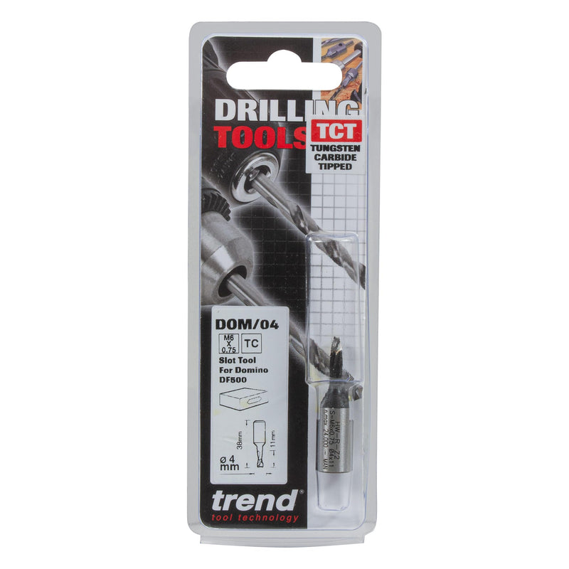 Trend Domino Router Bit, 4mm Diameter, Double Spiral Up-Cut, Carbide Tipped, Compatible with Festool Domino DF500, DOM/04