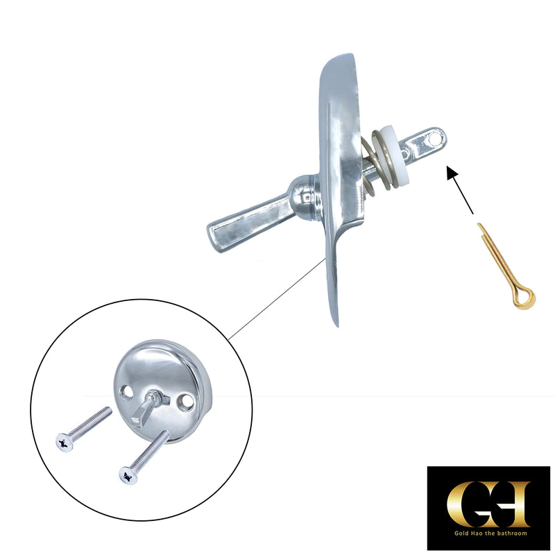 Bath Tub Waste Overflow Drain Trip Lever Face Plate for Bathtub with Matching Screws for Faceplate (Chrome) Chrome
