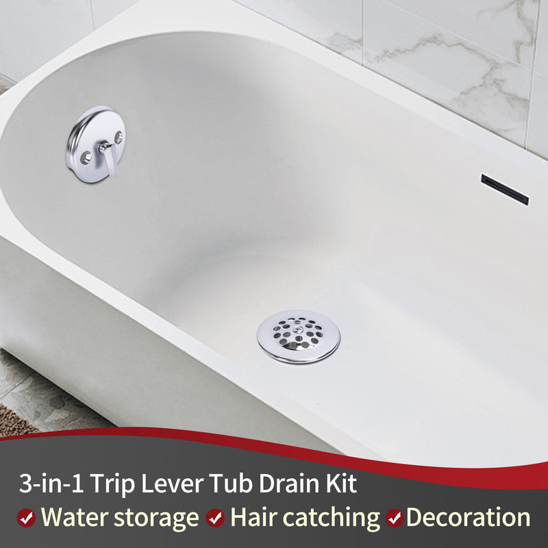 PRIMSOPH Trip Lever Overflow Faceplate Tub Drain Trim Kit with Linkage Conversion Kit Assembly Universal Fine Coarse Thread Replacement Chrome