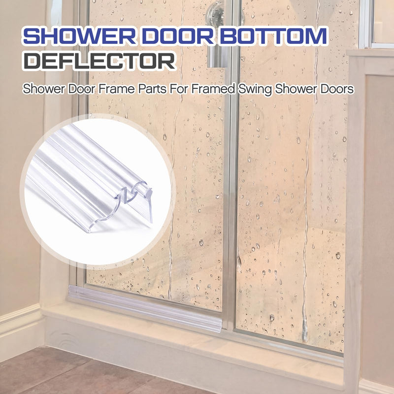 Hicarer 2 Pcs 36" Framed Shower Door Replacement Drip Rail with Vinyl Sweep, PVC Shower Glazing Spline Adapter Slot Width Is 7/32" Door Sweep Replacement Are Used to Block Water