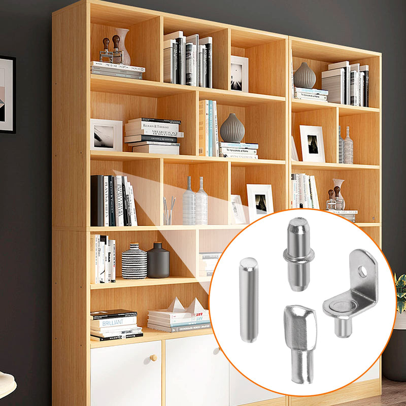 100Pcs Shelf Pegs for Shelves, 4 Styles Shelf Pins Kitchen Cabinet Shelf Pegs, Nickel Plated Shelf Holders Pegs, Bookshelf Pegs for Shelves, Metal Shelf Support Pegs & Pins (5mm & 6mm)… 5mm & 6mm Nickel