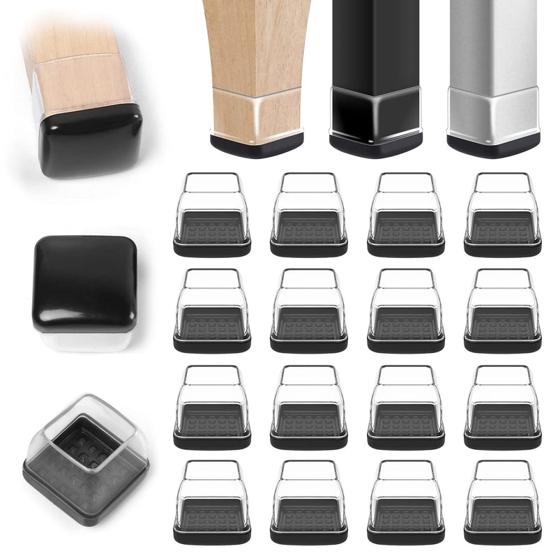 Chair Sliders for Carpeted Floors,16Pcs Chair Glides Square Furniture Sliders Carpet,Teflon Table Leg Protectors Sliders for Carpet,Make Furniture Glides Move Easy(Fit 1.1-1.4", Clear) Square-clear 1.1 - 1.4"