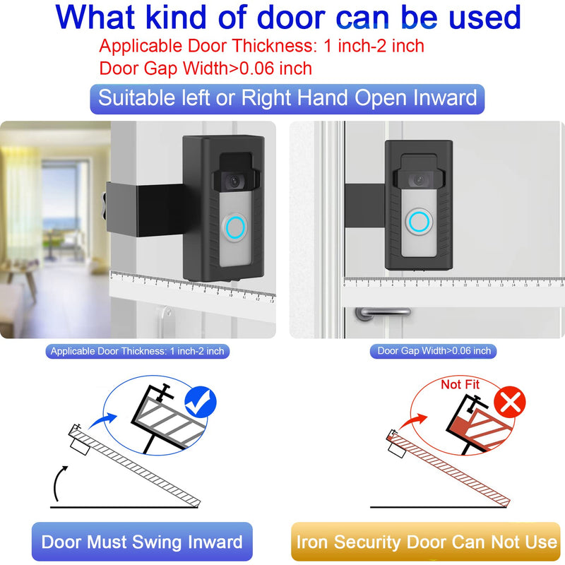 Anti-Theft Doorbell Door Mount,No-Drill Mounting Bracket for Video Doorbell cover Holder Not Block Doorbell Sensor