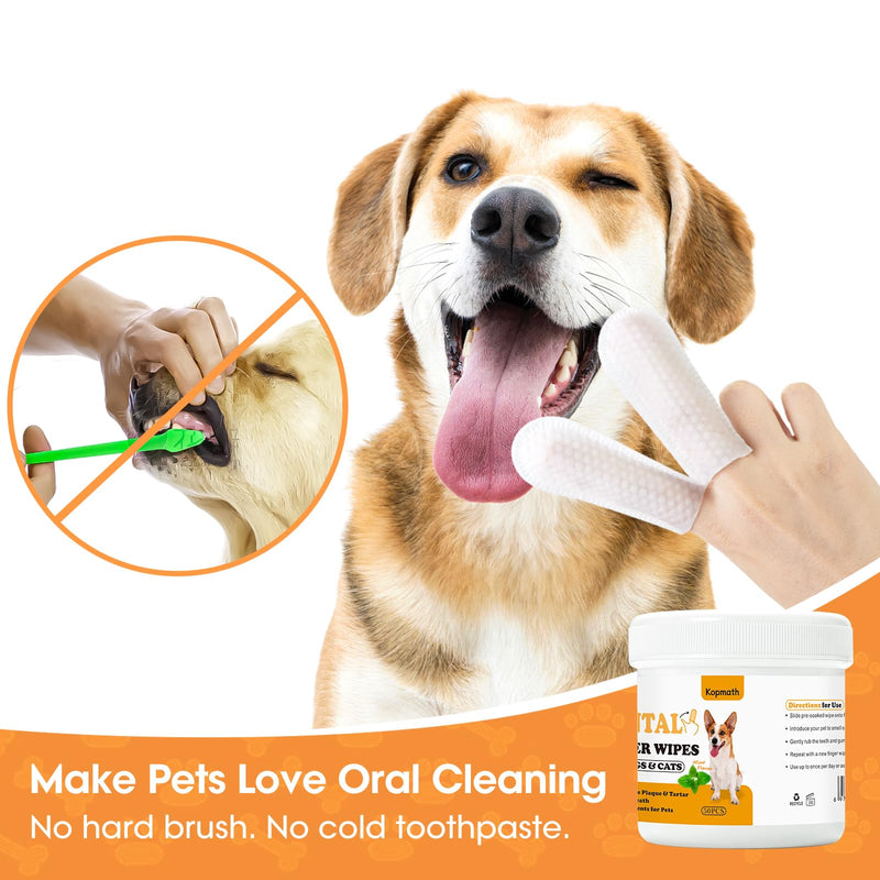 Dental Care Finger Wipes for Dogs & Cats, Reduces Plaque & Tartar, Freshens Breath, Pre-Soaked Pet Teeth Wipes, Easy to Use Disposable Oral Cleaning Pads,Mint Flavor,100pcs Mint 100 Count - PawsPlanet Australia