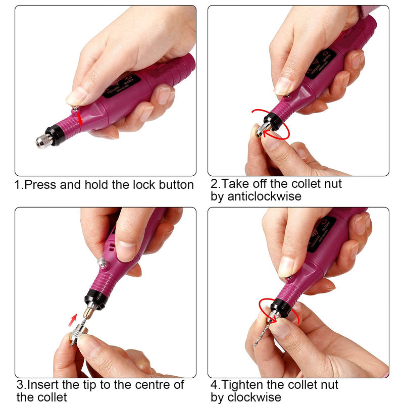 108 Pcs Engraving Tool Kit, Multi-Functional Electric Corded Micro Engraver Etching Pen DIY Rotary Tool for Jewelry Glass Wood Metal Plastic with Scriber, 82 Accessories and 24 Stencils - Red