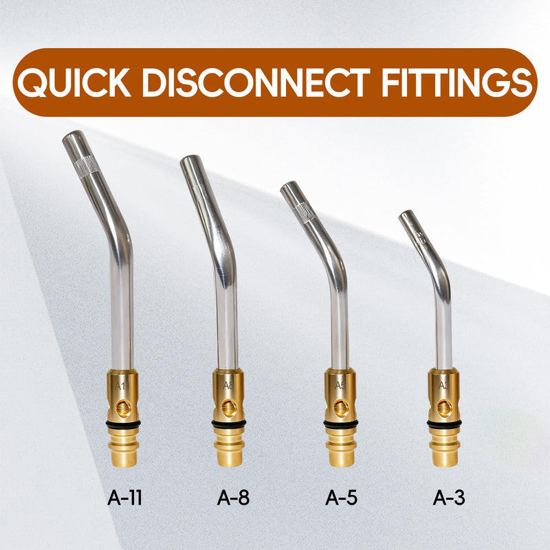 A-3 3/16" Air Acetylene Replacement Tip with Flint Striker for Turbo Torch G-4 /PLF–A5 Handles, Self Lighting Torch Tips, Light/Medium Duty Air Acetylene Swirl Quick Connector Flame Tip A-3