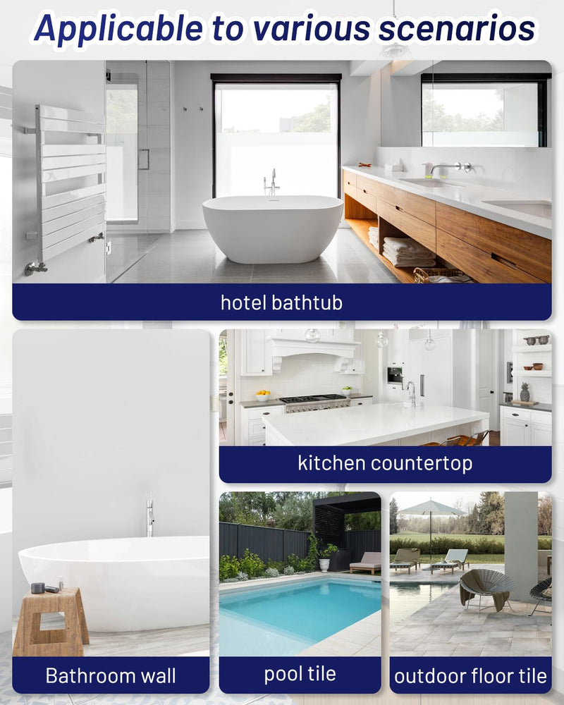 Tile Paint, 10.6oz Tub and Tile Paint Refinishing Kit with Tools and Hardener, Easy to Use for Countertop Bathroom Bathtub Kitchen Sink, Semi-Gloss White, Low Odor，15-18sq.ft 10.6 Fl Oz (Pack of 1)
