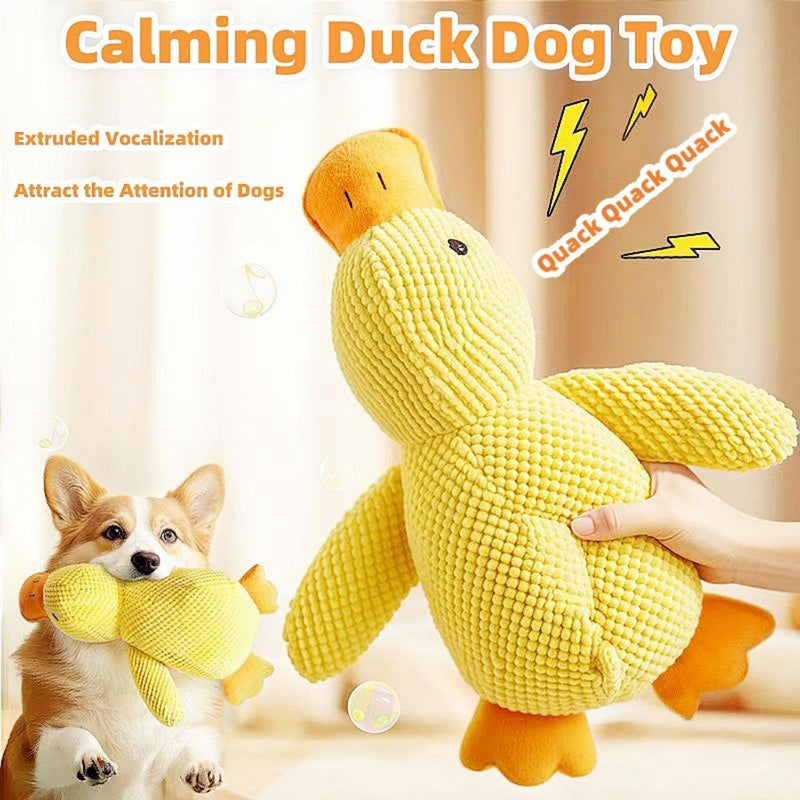 Mellow Dog Calming Duck, The Mellow Ducks Calming Pillow, The Quack-Quack Ducks Dog Toy, Cute Yellow Stuffed Calmings Duck Dog Toys with Soft Squeaker, Interactive Dog Toys for Aggressive Chewers