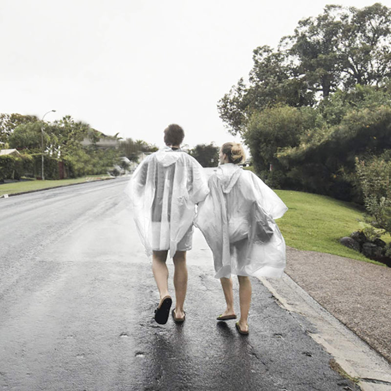 Rain Ponchos for Adults Disposable - Waterproof Lightweight (6 Pack) Rain Ponchos with Drawstring Hood 50% Thicker Material Emergency Rain Poncho Clear Color