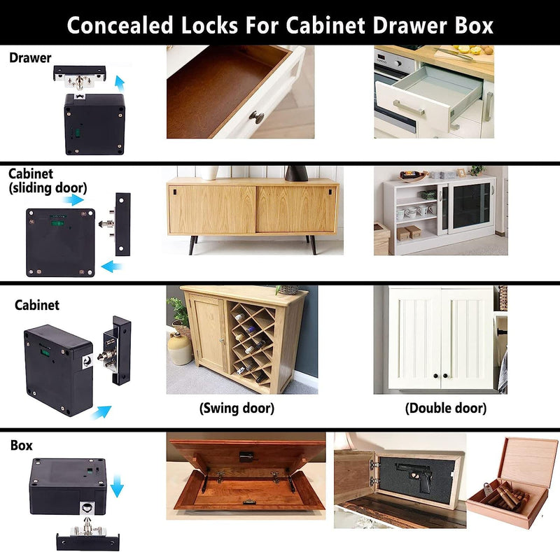 RFID Electronic Cabinet Lock, Smart NFC Drawer Locks, Hidden Card Lock for Wooden Cabinet Cupboard Drawer Furniture 1