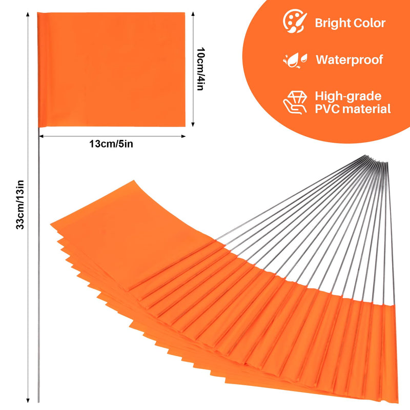 Marking Flags - 30 Pack Yard Flags 13x4x5 Inch Lawn Flags Markers Wire Flags for Marking The Ground Yard Marking Flags Flag Markers for Yard Utility Flags Irrigation Flags Fence Flags Orange Mark Flags
