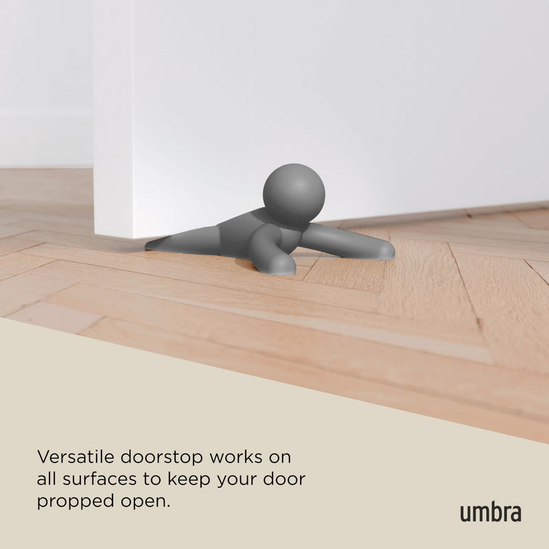 Umbra Buddy Door Stop, Heavy-Duty and Flexible, Soft-Touch Finish, Protects Your Floors, Grey Dark Gray 1 Pack