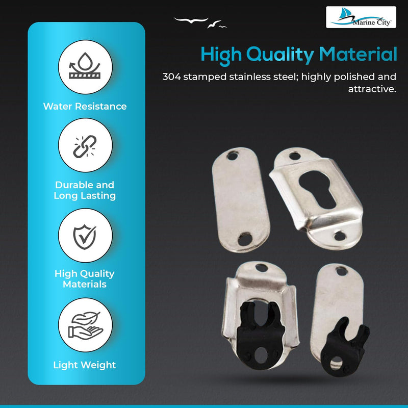 MARINE CITY 304 Stainless Steel Mounting Sockets/Brackets for Removable Folding Transom Ladders
