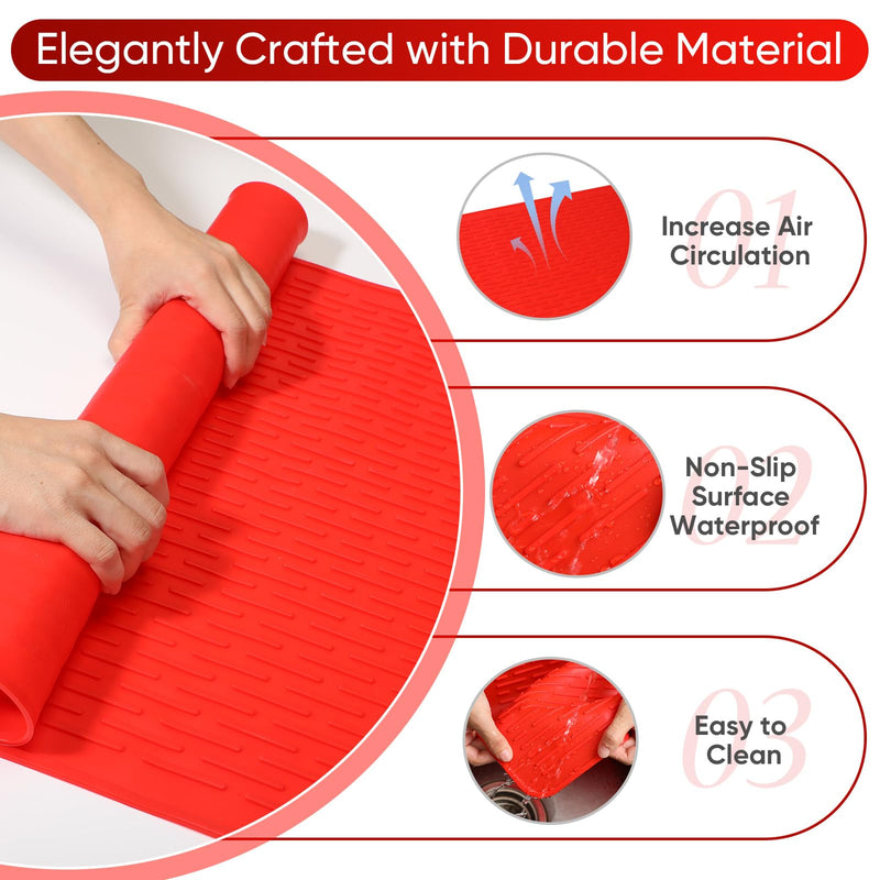 Stove Top Cover Silicone Electric Stove Cover 28 x 20 Inches Heat Resistant Cooktop Protector Stove Mat Protector Oven Cover for Kitchen Flat RV Range Stovetop Protector(Red) Red