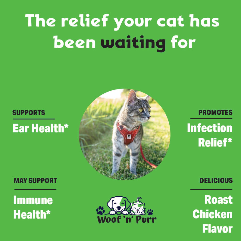 Natural Cat Ear Infection Treatment - Ear Infection Treatment for Cats - for Oral Use - May Help to Reduce Redness, Irritation, Itching & Much More - Cat Immune Support - 1 fl oz - Chicken Flavor