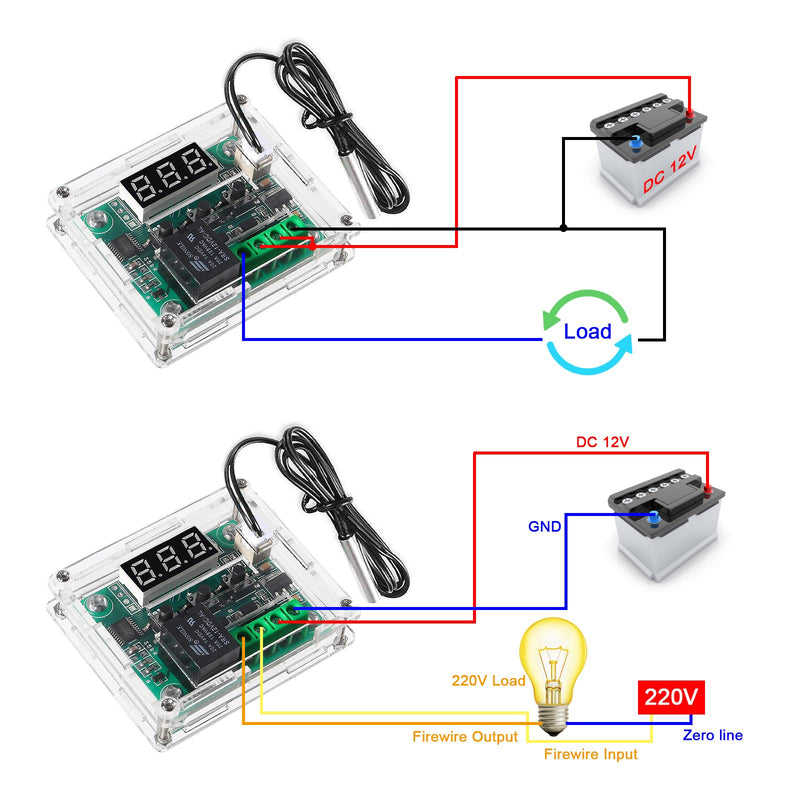 6pcs W1209 DC 12V Digital Temperature Controller Board Red Digital Display Thermostat -50-110°C Electronic Temperature Temp Control Module Switch with Waterproof Case 6pcs Red