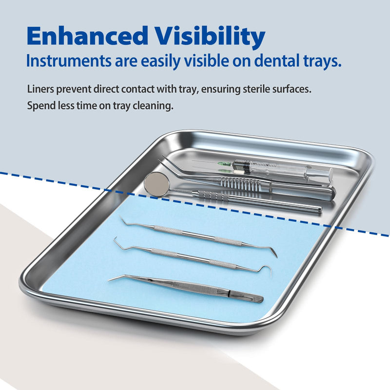 1000PCs Dental Grade Scudo Premium Paper Tray Covers Size B (8.5"x12.5") by VASTMED | Disposable Tray Covers for Dental Tray, Sterile Tattoo Tray, Surgery Tray Blue