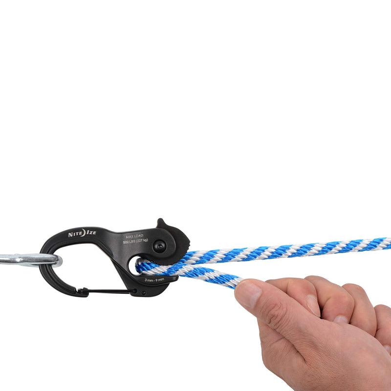 Nite Ize CamJam XT Aluminum Rope Tightener, Large - Versatile Tie Down Cam Mechanism with Carabiner Clip - Secure Hiking Gear Essential - Rope Tie Down Accessory - Large, Black