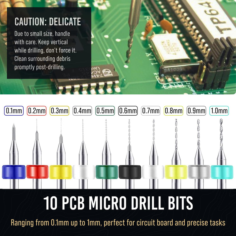 Micro Drill Bits Set with Pin Vise | Small Hand Drill Bit Set - Pin Vise Hand Drill Manual, PCB Mini Drill Bits for Resin Beads Polymer Clay | DYI Jewelry Making Drill, Craft Drill Bits Set Professional