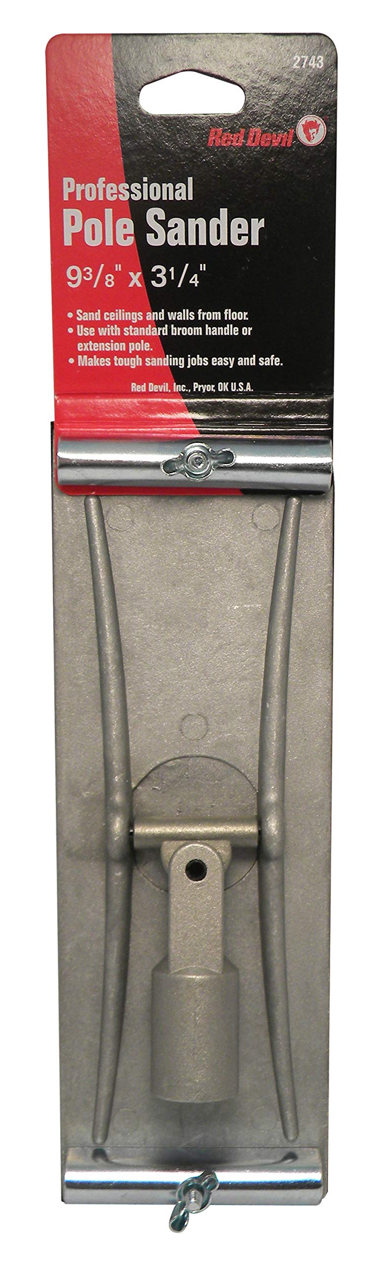 Red Devil 2743 Professional Aluminum Pole Sander with Die-Cast Aluminum Back and 4-Way Swivel Threaded Adapter for Sanding Ceilings and Walls