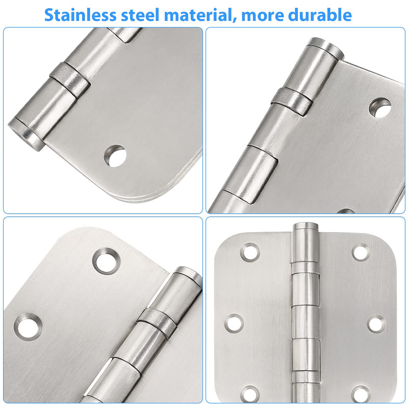 Stainless Steel Door Hinges, 3.5''X 3.5'' Ball Bearing Hinges, Commercial Grade Heavy Duty Hinges with 5/8 Inch Radius Corners, Door Interior Metal Hardwares, 3 Pack (Silver) Silver