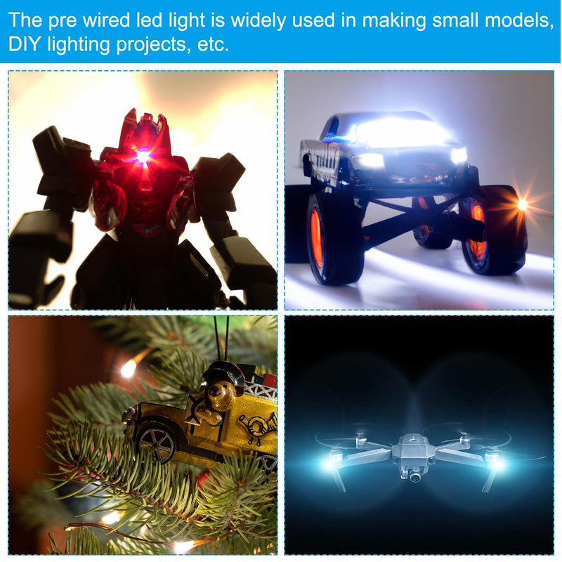 PATIKIL 0805 Pre-Wired Micro LED, 24 Pcs 3-6V Pre-soldered Mini Light Emitting Diodes Surface Mount Device for Model Building, DIY, Science Projects, 9.8" Length, Colorful Slow Flash