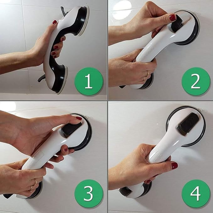 FChome 2 Pieces Handrail Strong Suction Cup Nursing Door Handle Safety Multi-Grip Door Knob Handle for Bathtubs Bathtubs Bathrooms Toilet/Bath Assistance Elderly People Fall Prevention (Black) - NewNest Australia