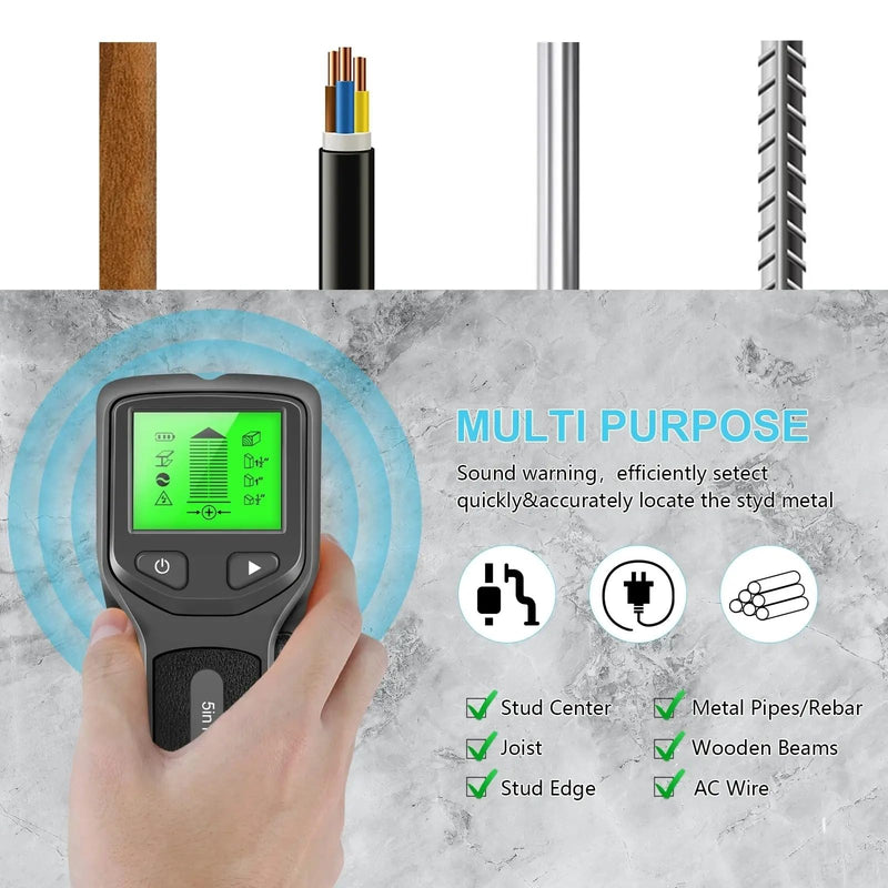 Stud Finder Wall Scanner - 5 in 1 Stud Detector with Intelligent Microprocessor Chip and HD LCD Display, Stud Sensor Beam Finders for Center and Edge of Wood AC Wire Metal Joist Pipe