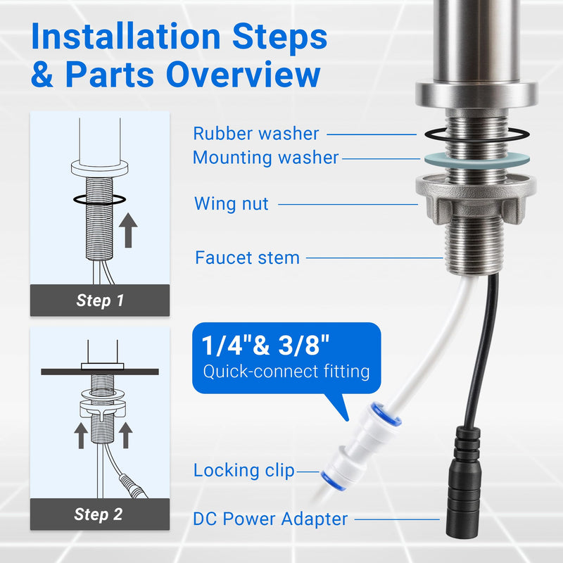 LCF LED UV Drinking Water Faucet for RO & Under Sink Water Filter System