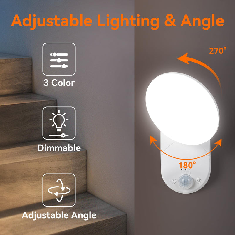 Rechargeable Motion Sensor Wall Light with Remote - Magnetic Wireless Closet Lights with Adjustable Lighting & Angle, Battery Operated Motion Sensor Light for Closet Pantry Garage Shed Stairs Hallway 3 Colour Temperatures