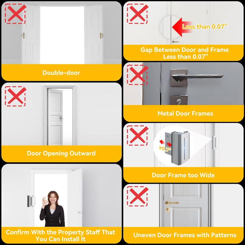 Rerishom 2 Pack Door Lock Withstand 800 lbs for Inward Swinging Door,Door Reinforcement Lock with 8 Screws to Prevent Unauthorized Entry, Child Proof Pin Tumbler for Extra Home Security and Privacy Silver