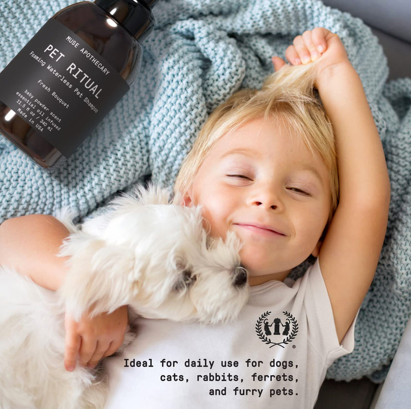 Muse Apothecary Pet Ritual Foaming Waterless Shampoo for Dogs, Waterless Dog Shampoo Foam, No Rinse Dog Shampoo, Waterless Dog Shampoo for Large Dogs - Essential Oils Infused, 11.5oz Oatmeal + Mango 5.75 Fl Oz (Pack of 2) - PawsPlanet Australia