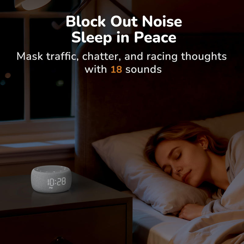 Buffbee Alarm Clock with Sound Machine for Bedrooms – 2-in-1 White Noise Machine for Sleep, Gentle Wake-Up with Soft Alarm Sounds, Ambient Night Light, Plug-in, Sleep Better, Wake Gently Fog Standard (Plug-in + 2-in-1)
