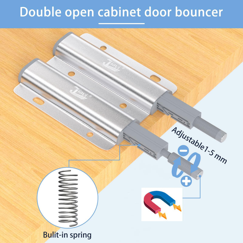 Magnetic Push Latch Heavy Duty Jiayi Double Push to Open Door Latch Touch Latches Kitchen Door Push Release Latch for Drawer Closure Push Catch Pop Out Cabinet Hardware (1 Pack) 1 Pack