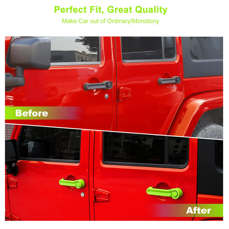 Door Handle Cover & Tailgate Handle Cover Inserts for 2007-2018 Jeep Wrangler JKU 4 Door/ 2008-2012 Jeep Liberty / 2007-2011 Dodge Nitro(Green Green