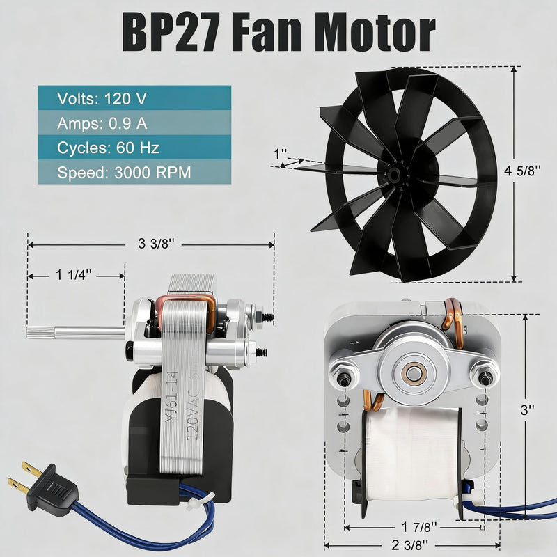 BP27 Fan Motor Replacement for Broan Nutone 663 688 678 671 659 Bathroom Exhaust Fan, S97012038 Ventilation Fan Motor, 50 CFM Replacement Motor
