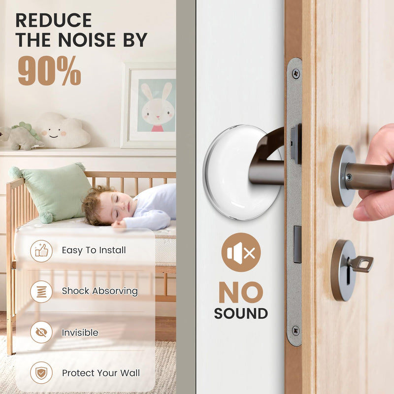 Crosize 6 Pieces 3.15" Clear Door Stoppers for Wall, No-Falling Door Knob Wall Protectors, Strong Adhesive Door Bumpers