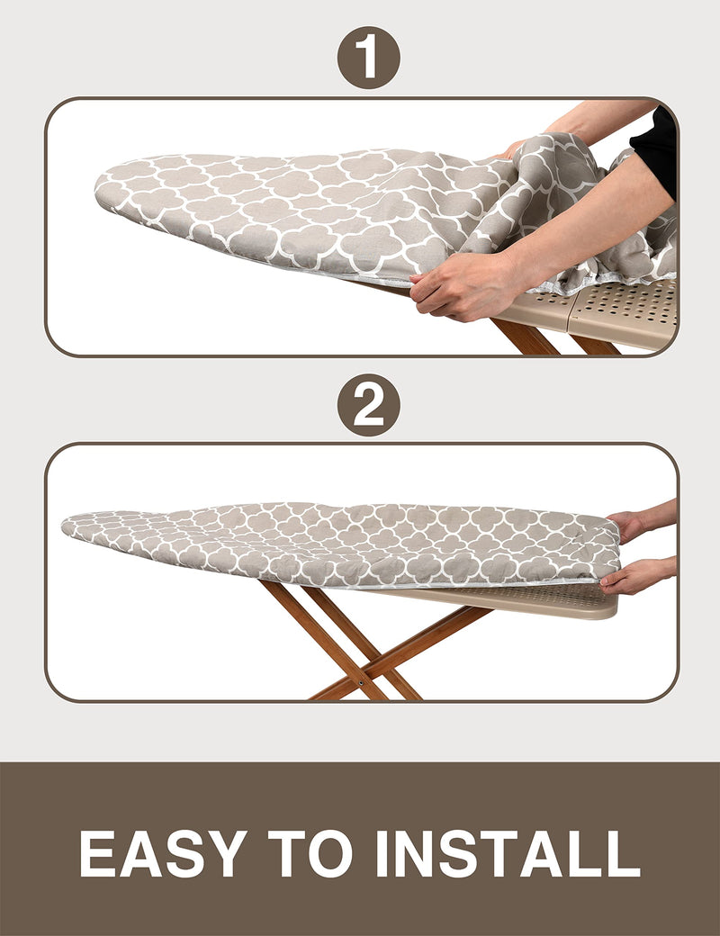 Extra Thick Ironing Board Cover and Pad, Resist Scorching and Staining, 15x54 Reflective Silicone Ironing Board Cover, Elastic Edges, 4 Fasteners, Protective Scorch Mesh Cloth 15"X54" Cotton