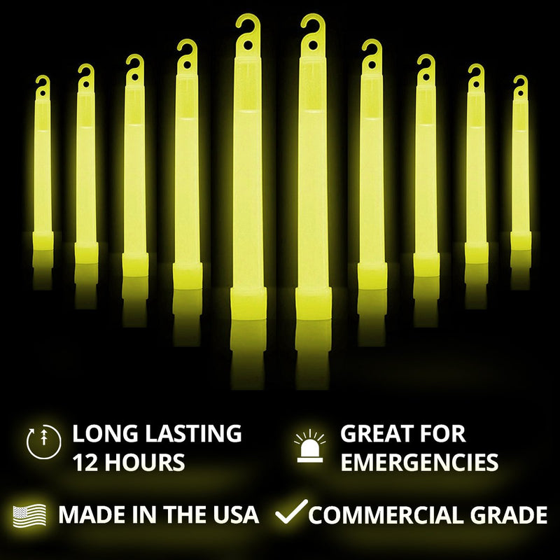 Cyalume Yellow Emergency Glow Sticks - Premium 6” SnapLight Survival Glow Sticks with 8 Hour Duration for Use as Emergency Flares and Hiking Safety Gear (Bulk Pack of 20 Safety Glow Sticks) 20 pack